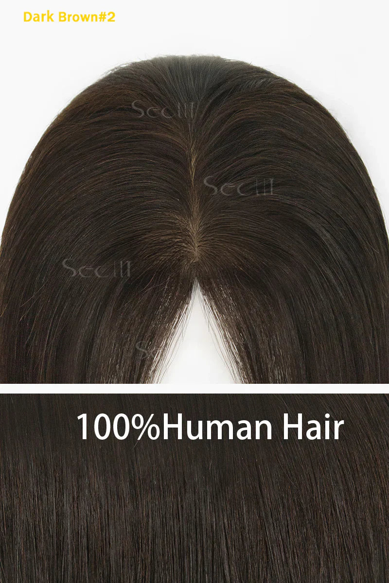 Carlin Human Hair Topper Dark Brown #2