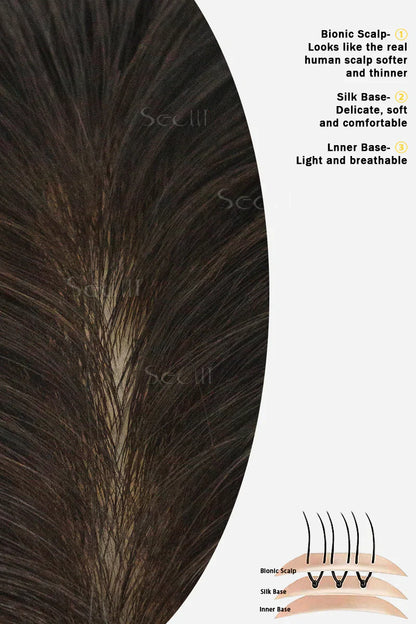Carlin Human Hair Topper Dark Brown #2