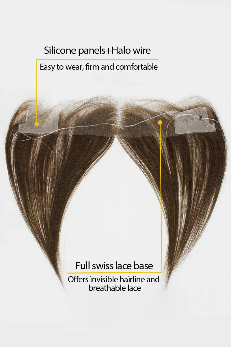 Hair Hairline Topper: Breathable Lace|Halo Wire|Natural Look Medium Brown #4