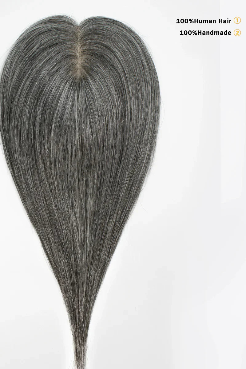 Flavia Silk Top Remy Human Hair Topper #Medium Grey