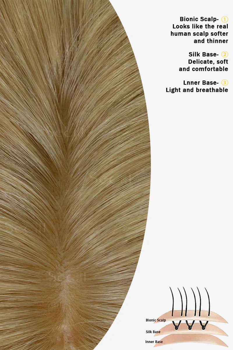 Flavia Silk Top Remy Human Hair Topper Dark Blonde #27