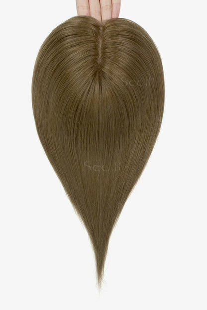 Flavia Silk Top Remy Human Hair Topper Light Chestnut Brown #8