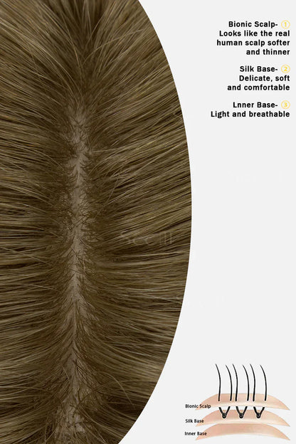 Flavia Silk Top Remy Human Hair Topper Light Chestnut Brown #8