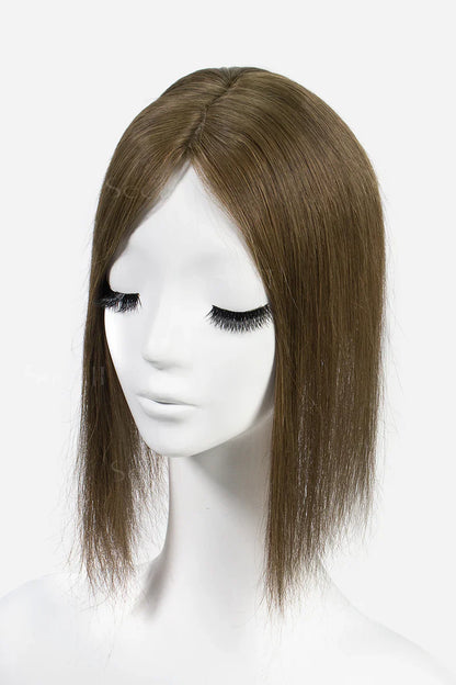 Flavia Silk Top Remy Human Hair Topper Dark Ash Blonde Brown