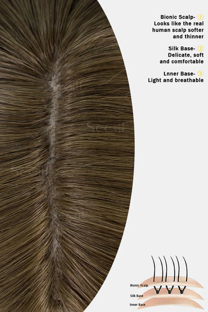 Flavia Silk Top Remy Human Hair Topper Dark Ash Blonde Brown