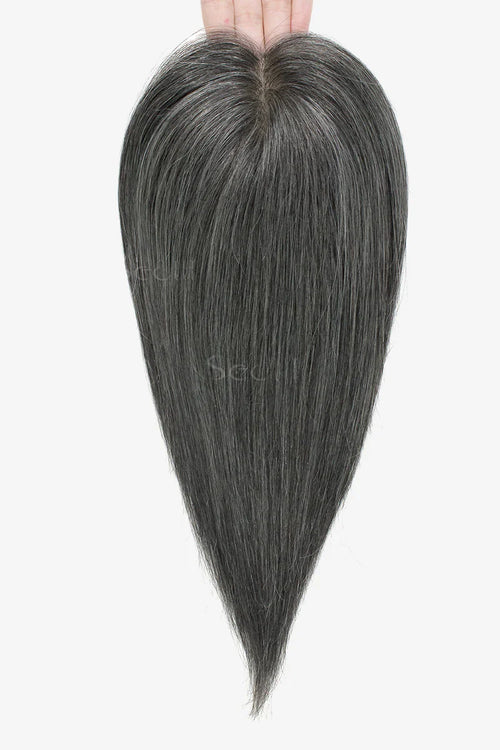 Flavia Silk Top Remy Human Hair Topper #Dark Grey