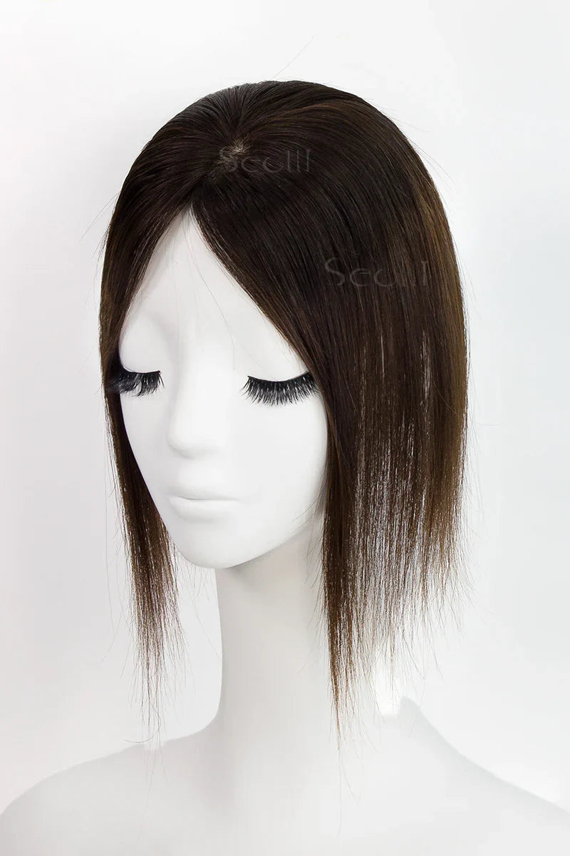 Flavia Silk Top Remy Human Hair Topper Dark Brown/Chocolate Brown #T2/3