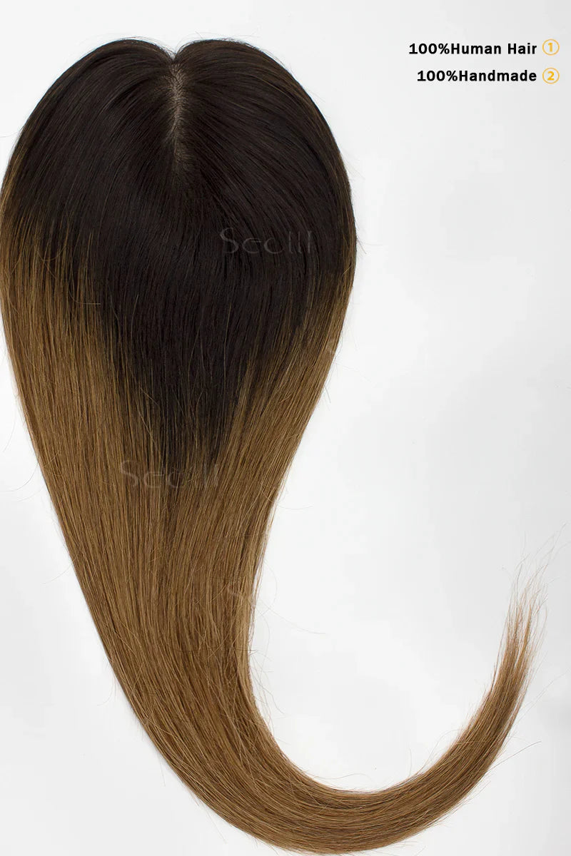 Flavia Silk Top Remy Human Hair Topper Dark Brown/Light Brown #T2/6