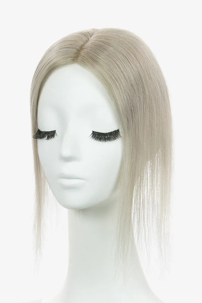 Flavia Silk Top Remy Human Hair Topper #Silver Gray